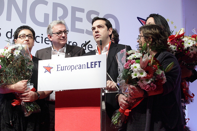Alexis Tsipras și Pierre Laurent în prim-plan